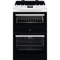 AEG CCX1530ACW 55cm Double Oven Electric Cooker with Ceramic Hob - White