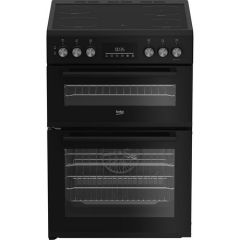 Beko EDC6731K 60cm Double Oven Electric Cooker with Vitroceramic Hob - Black