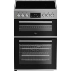 Beko EDC6731S 60cm Double Oven Electric Cooker with Vitroceramic Hob - Silver