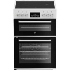 Beko EDC6731W 60cm Double Oven Electric Cooker with Vitroceramic Hob - White
