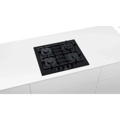 Bosch PNP6B6B90 Black Glass Serie 4, 60cm, 4 burners, Front control, Tempered glass