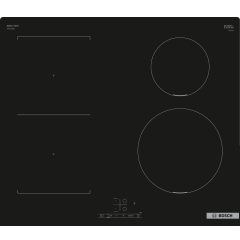 Bosch PWP611BB5B Black Glass 60cm Induction Hob, Touch Control, 4 Zones, CombiZone, Frameless. Plug 