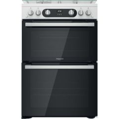 Hotpoint HD67G02CCW Gas Double Oven, 60cm, A+ Energy
