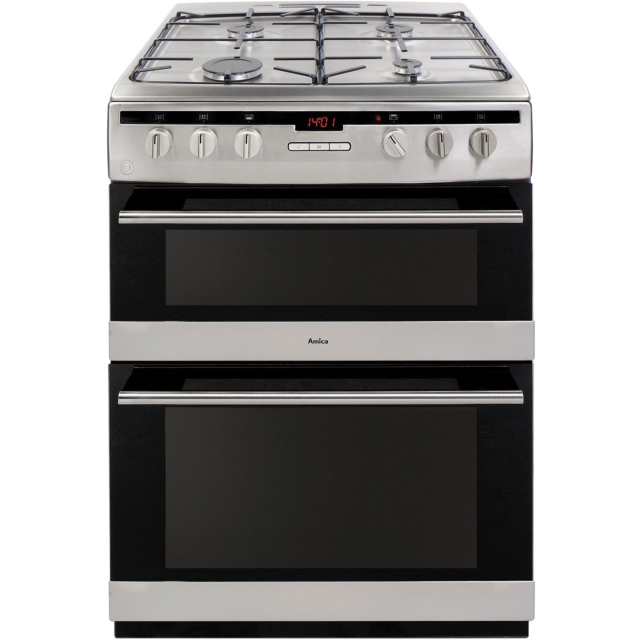 Amica AFG6450SS Gas Double Oven, 60cm, A Energy