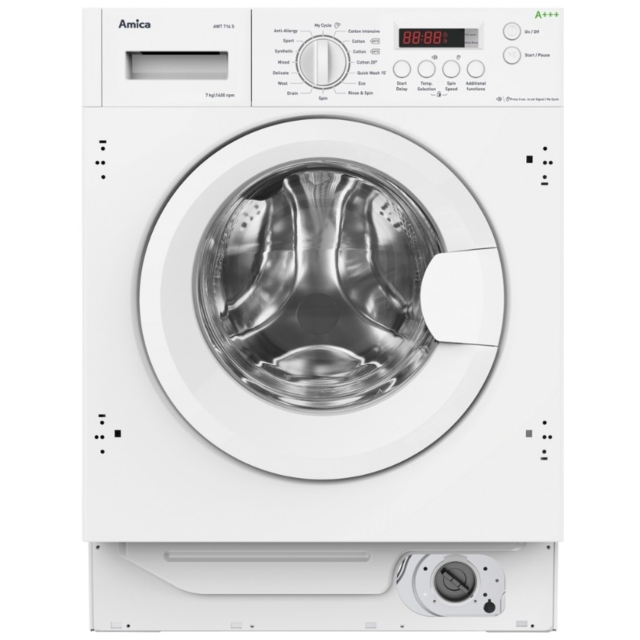 Amica AWDT814S Built In Washer Dryer, 8kg Wash, 6kg Dryer Capacity, 1400 Spin, E Energy