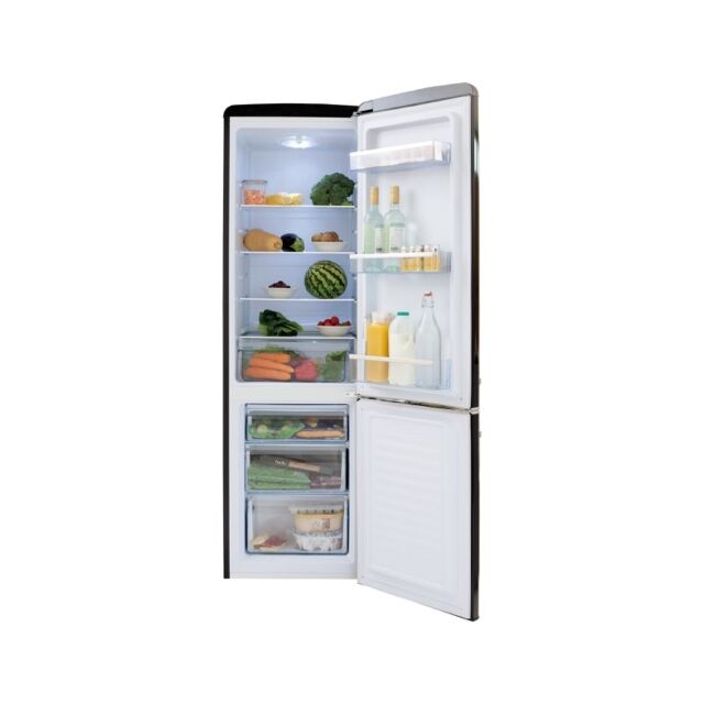 Amica FKR29653B Retro Fridge Freezer, 55cm, Manual Defrost, F Energy