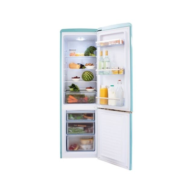 Amica FKR29653DEB Retro Fridge Freezer, 55cm, Manual Defrost, F Energy 