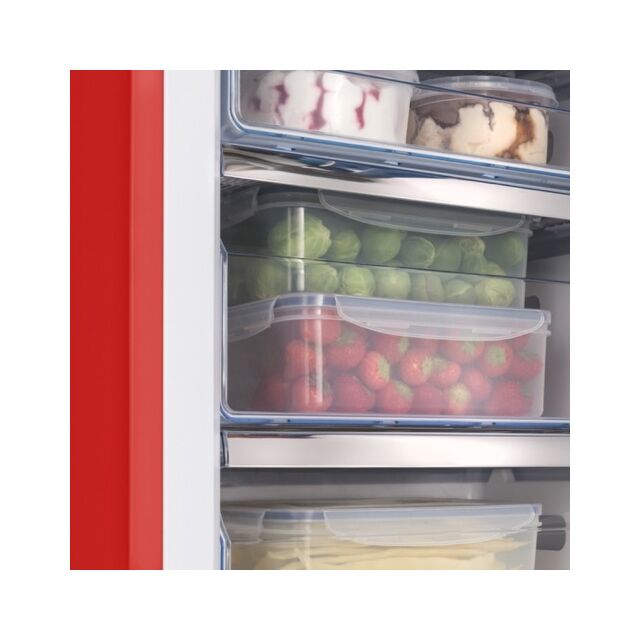 Amica FKR29653R Retro Fridge Freezer, 55cm, Manual Defrost, F Energy