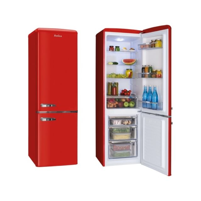 Amica FKR29653R Retro Fridge Freezer, 55cm, Manual Defrost, F Energy