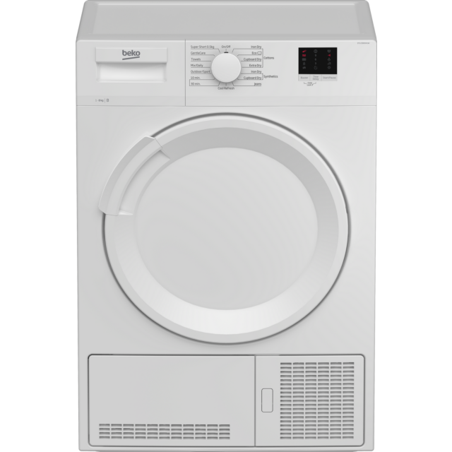 Beko DTLCE80041W Condenser Tumble Dryer, 8kg Capacity, B Energy