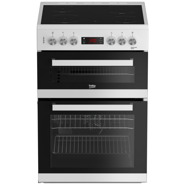 Beko EDC634W 60cm Double Oven Electric Cooker with Ceramic Hob - White