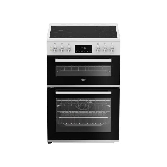 Beko EDC6731W 60cm Double Oven Electric Cooker with Vitroceramic Hob - White