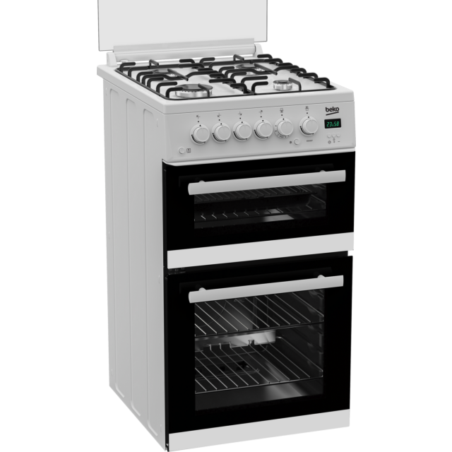 Beko EDG507W 50cm Double Oven Gas Cooker with Gas Hob - White