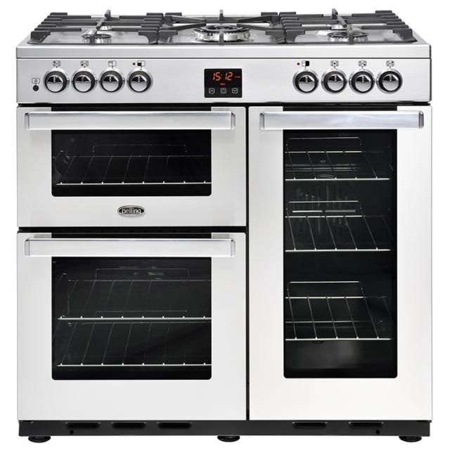 Belling Cookcentre Professional 90cm Dual Fuel Range Cooker Stainless Steel 