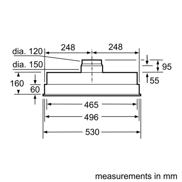 Bosch DHL555BLGB Canopy Hood, 53cm, Stainless Steel