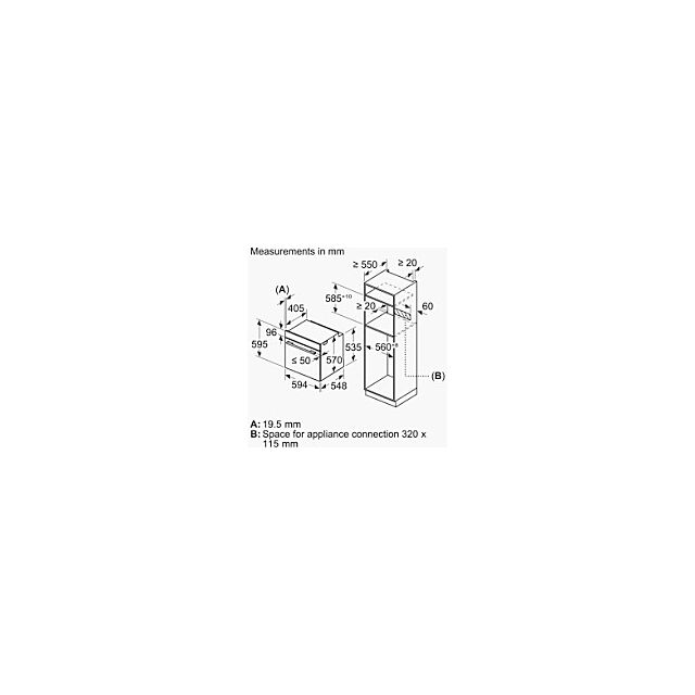 Bosch HQA534BS3B 59.4cm Built In Electric Single Oven - Stainless Steel