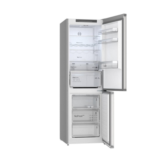 Bosch KGN362LDFG 186x60 NoFrost fridge freezer, VitaFresh, Chiller drawer, LED light, metal bottle r