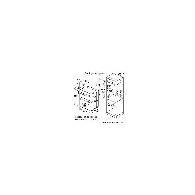 Bosch MBA533BS3B Series 4, 60cm Built In Double Oven - Stainless Steel