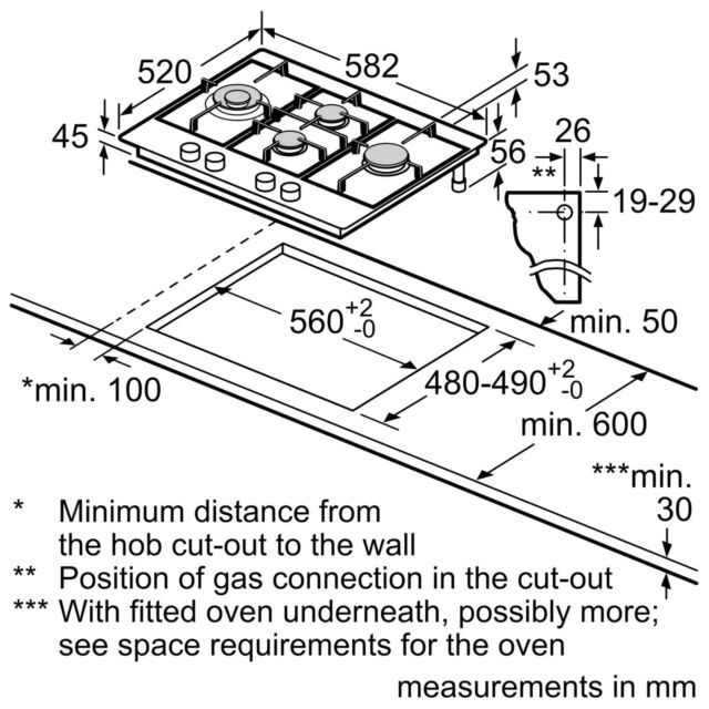 Bosch PCI6A5B90 60cm Gas Hob