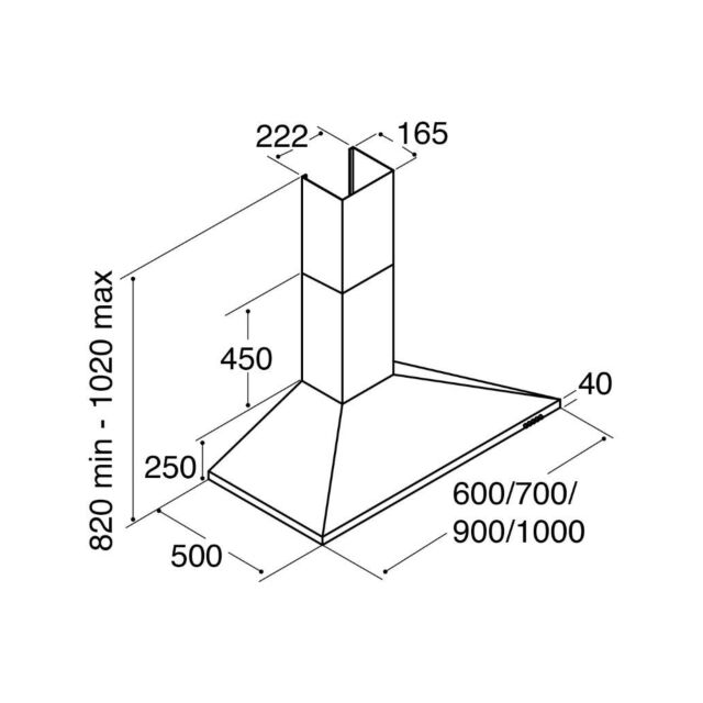 CDA ECH91SS Chimney Hood, 90cm, Stainless Steel