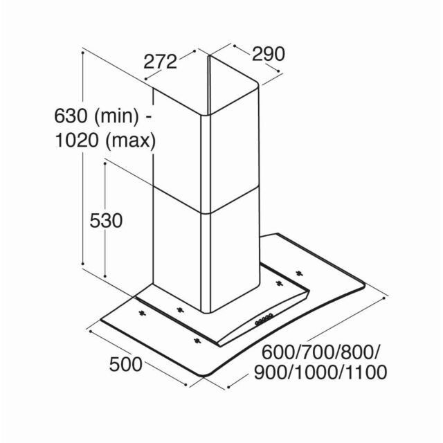 CDA ECP82BL Chimney Hood, 80cm, Black