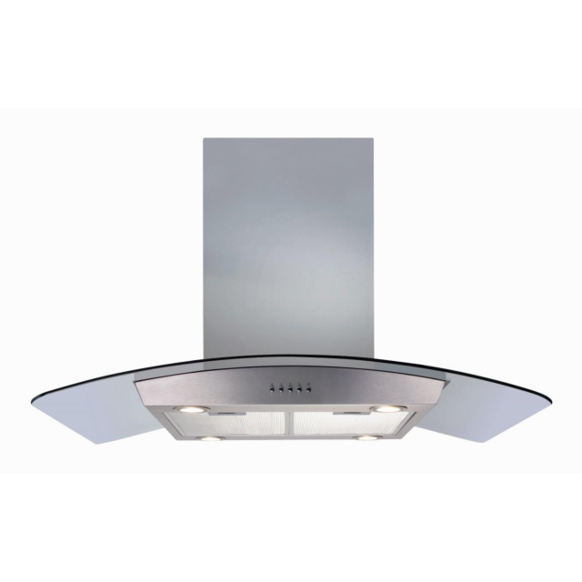 CDA ECPK90SS Island Chimney Hood, 90cm, Stainless Steel