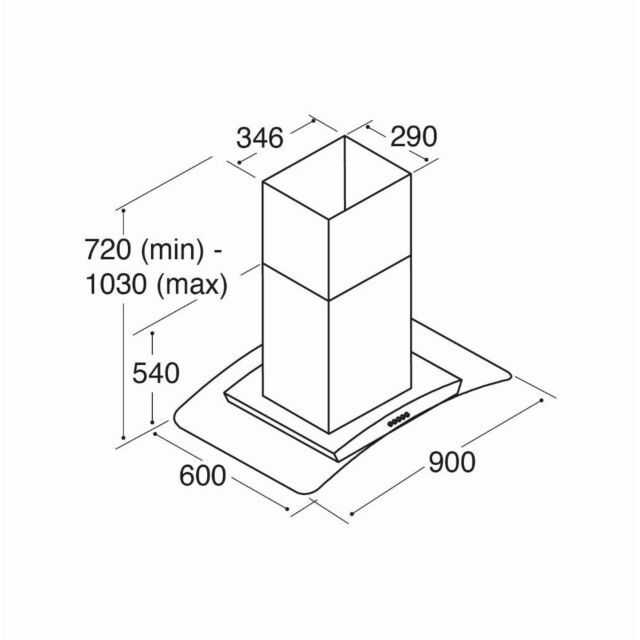 CDA ECPK90SS Island Chimney Hood, 90cm, Stainless Steel