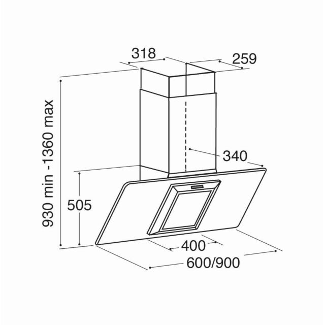 CDA EVG6SS 60cm Chimney Hood Stainless Steel