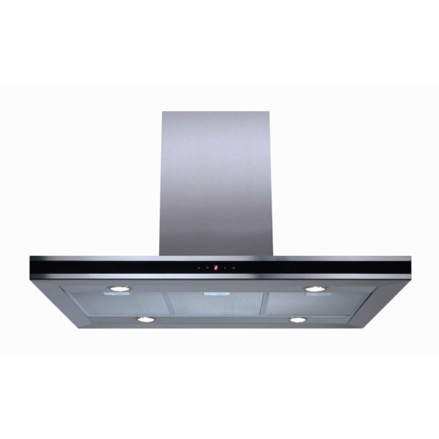 CDA EVPK90SS Island Flat Chimney Hood, 90cm, Stainless Steel