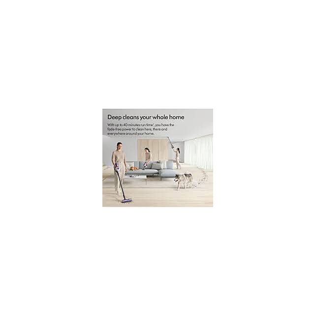 Dyson V8ABS-2023 Cordless Stick Vacuum Cleaner - 40 Minutes Run Time - Silver/Yellow