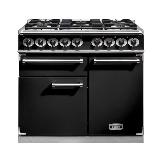 Falcon 1000 Deluxe 100cm Dual Fuel Black Range Cooker 
