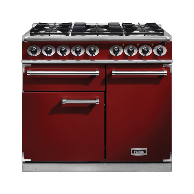 Falcon 1000 Deluxe 100cm Dual Fuel Cherry Red Range Cooker 