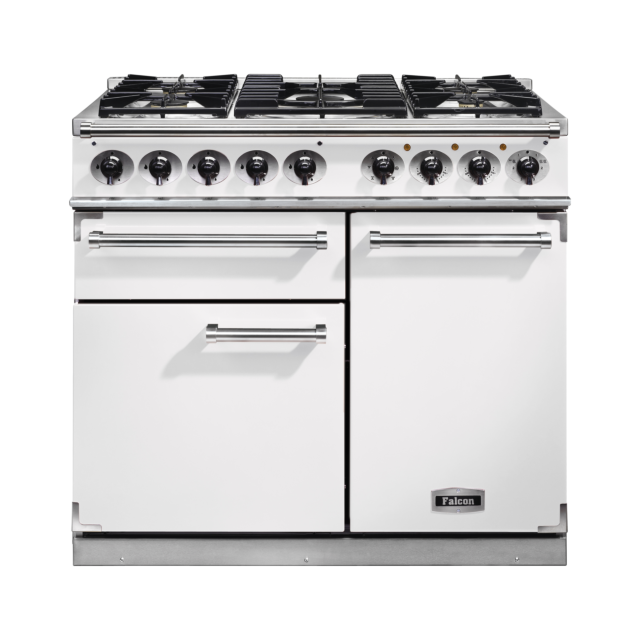 Falcon 1000 Deluxe 100cm Dual Fuel White Range Cooker 