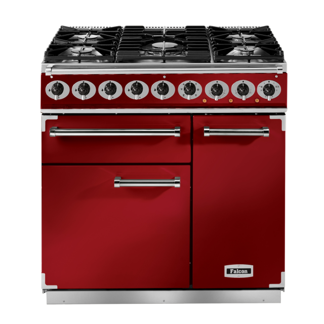 Falcon 900 Deluxe 90cm Dual Fuel Cherry Red Range Cooker
