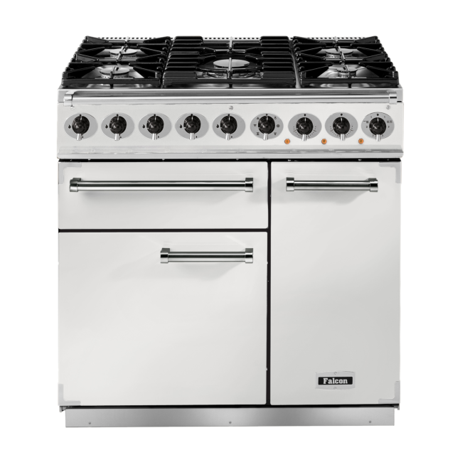 Falcon 900 Deluxe 90cm Dual Fuel White Range Cooker