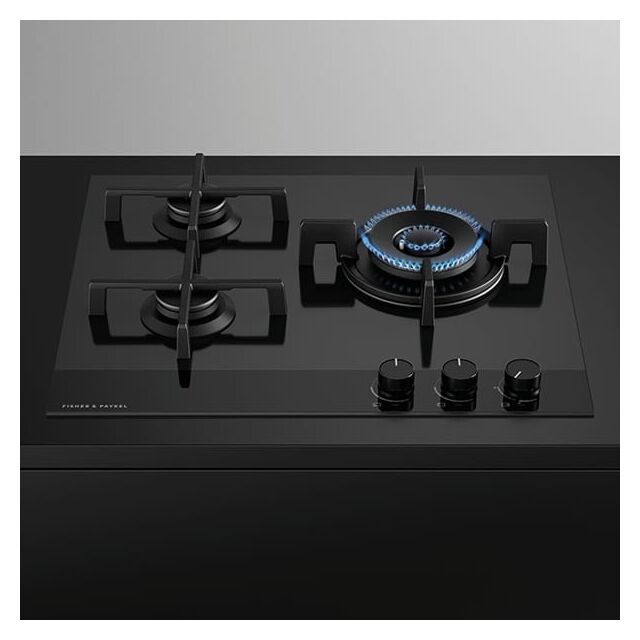 Fisher Paykel CG603DNGGB4 82039, 600mm Wide 'Gas on Glass' 3 Burner Minimal Style
