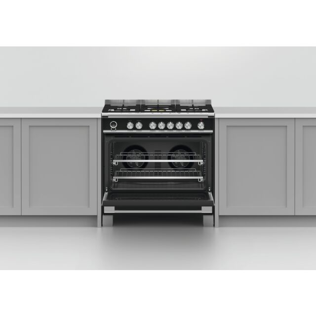 Fisher Paykel OR90SCG6B1 81292, OR90SCG6B1 900mm Wide Classic Black Single Cavity Pyroclean Oven wit