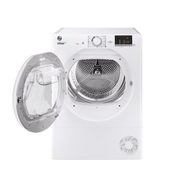 Hoover HLE H9A2DE H-Dry 500, 9kg Heat Pump Dryer, WiFi, White, aquavision
