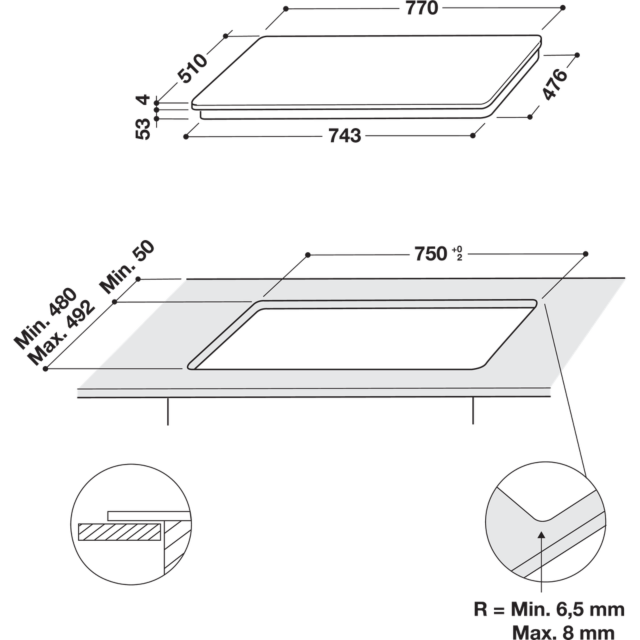 Hotpoint ACP778CBA 75cm Induction Hob