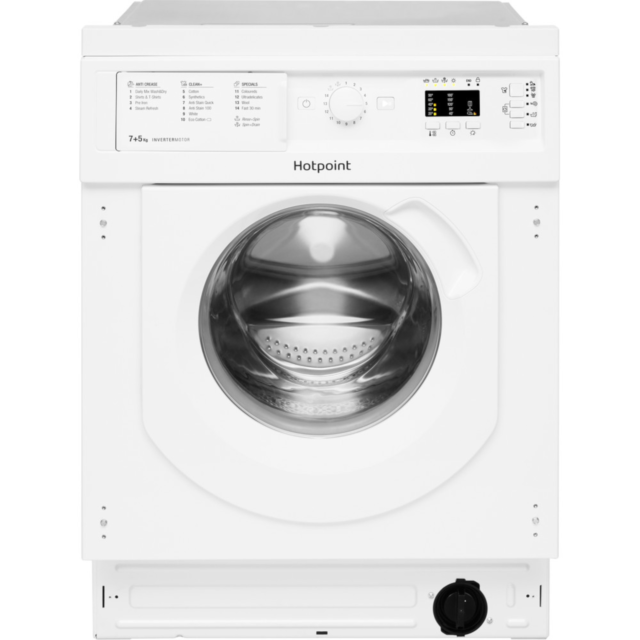 Hotpoint BIWDHG75148UKN Built In Washer Dryer, 7kg Wash, 5kg Dryer Capacity, 1400 Spin, E Energy