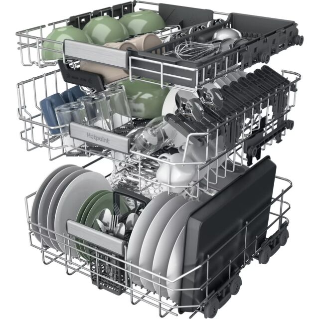 Hotpoint H8IHP42LUK Silver Hydroforce H8I HP42 L UK Built in 14 Place Setting Dishwasher