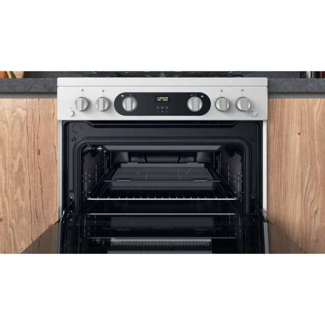 Hotpoint HD67G02CCW Gas Double Oven, 60cm, A+ Energy