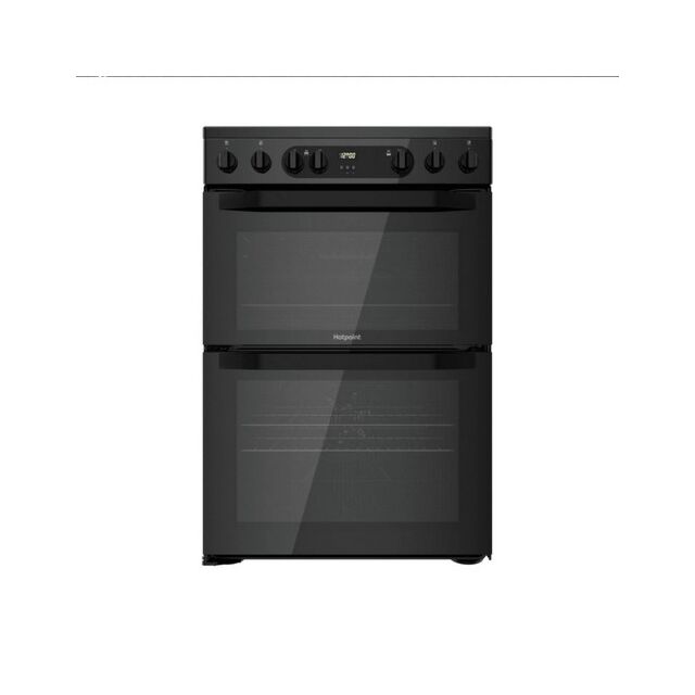 Hotpoint HDEU67V9C2B/UK 60Cm Double Oven Electric Cooker With Ceramic Hob - Black