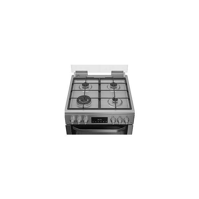 Hotpoint HDG6GDCWX 60cm Gas Double Oven Cooker with Glass Lid - Stainless Steel Finish