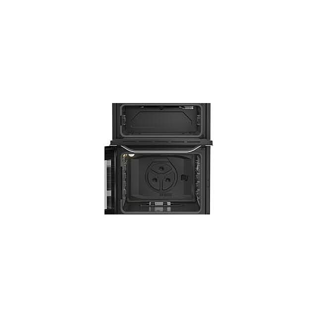 Hotpoint HDG6GDCWX 60cm Gas Double Oven Cooker with Glass Lid - Stainless Steel Finish