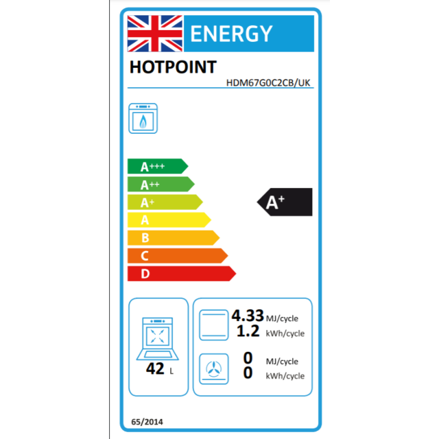 Hotpoint HDM67G0C2CB Gas Double Oven, 60cm, A+ Energy
