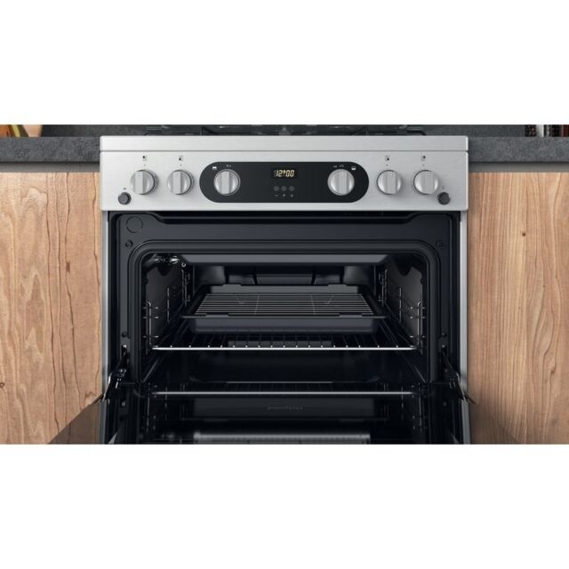 Hotpoint HDM67G0C2CX Gas Double Oven, 60cm, A+ Energy