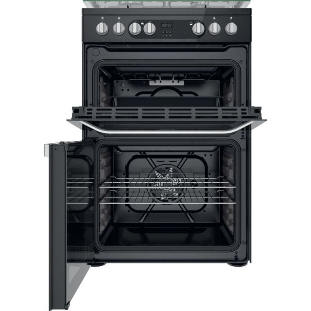 Hotpoint HDM67G9C2CB Catalytic, Dual Fuel Double Oven, 60cm, A Energy