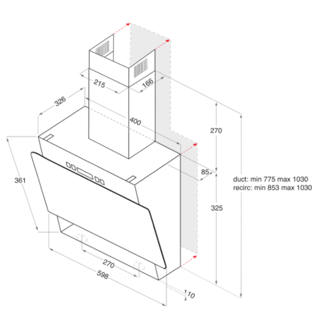 Hotpoint PHVP64FALK  60cm Chimney Hood