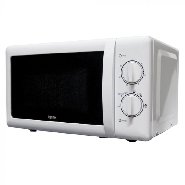 Igenix IG2083 White 20Litre 800W Manual Microwave With Stainless Steel Cavity White